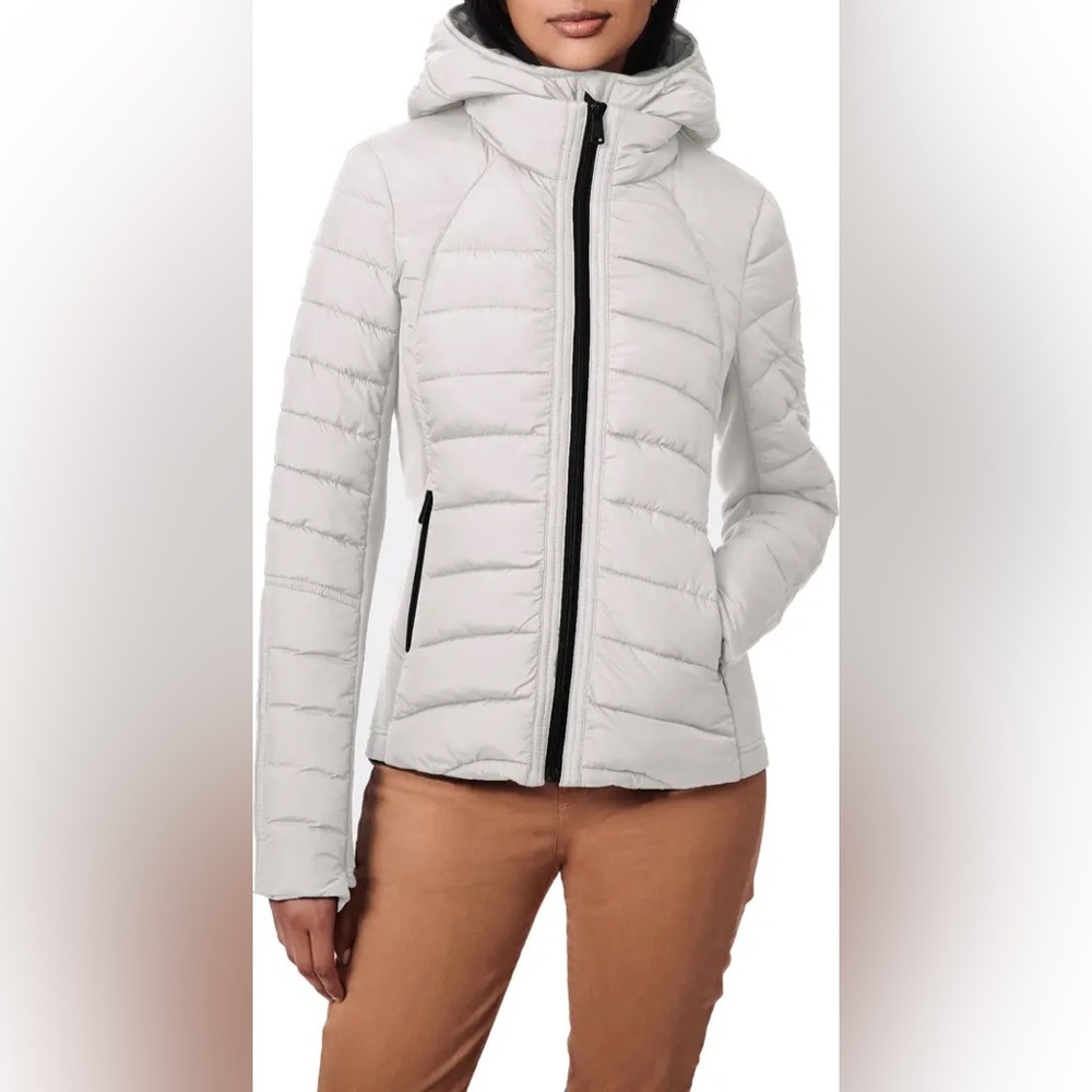 Bernardo hooded quilted water repellent jacket — SIZE XS